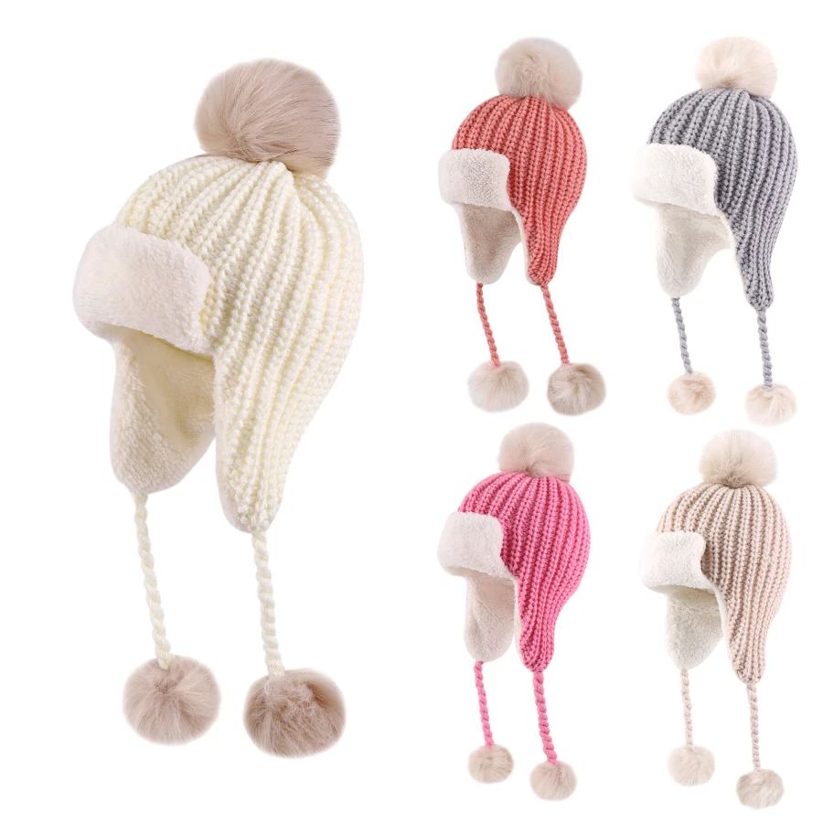 قبعات شتوية للأطفال الرضع بوم بوم قبعة شتوية للأطفال الصغار قبعات بيني دافئة للأطفال الأولاد والبنات