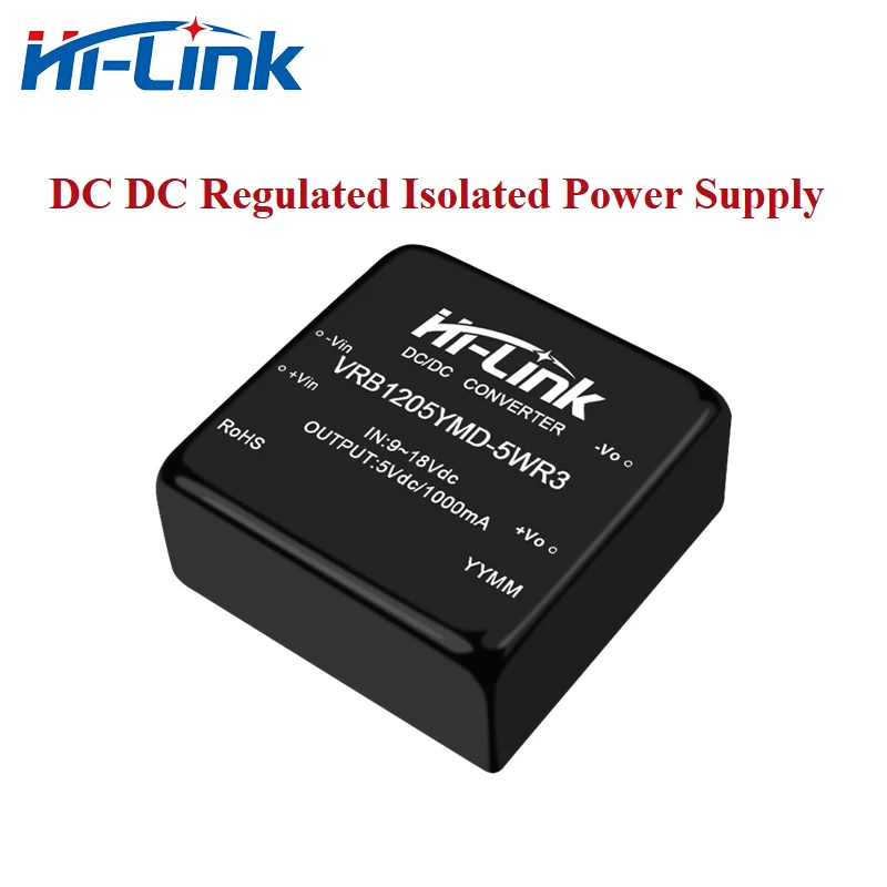 

2pcs Free Shipping Hi-Link VRB1212YMD-5WR3 100mS 5W Input 12V To 5V VRB1205YMD-5WR3 Dual Output 416mA DCDC Power Supply Module