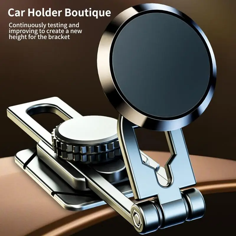 Folding Magnetic Car Phone Holder Retractable 360 Degree Rotation Alloy Car Magnetic Phone Holder Cellphone Automobile Cradles