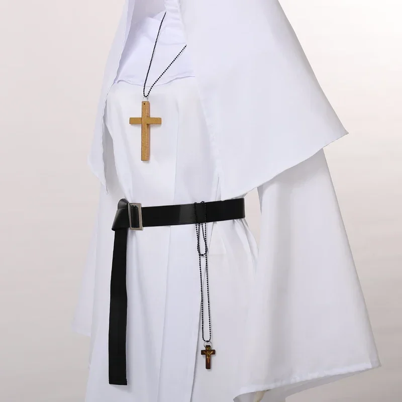 Costume d'Halloween de Nonne pour Femme, Robe de Cosplay Effrayante Mary Priest, MN8