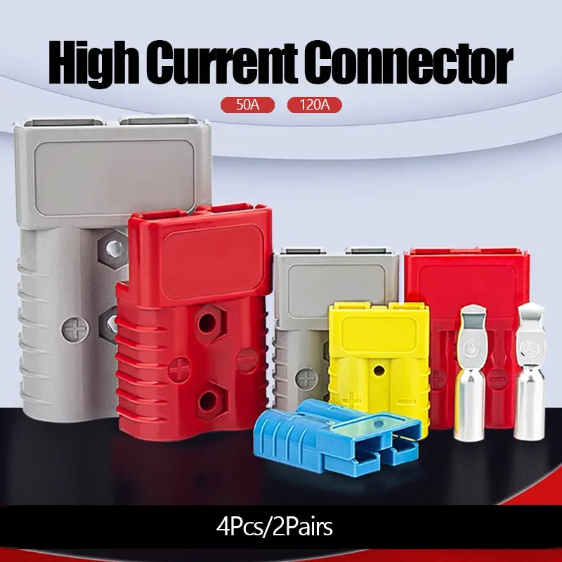 

4Pcs/2Pairs 50A-120A High Current Battery Plug Connector Set with Crimping Tool for Caravan/Boat Solar System