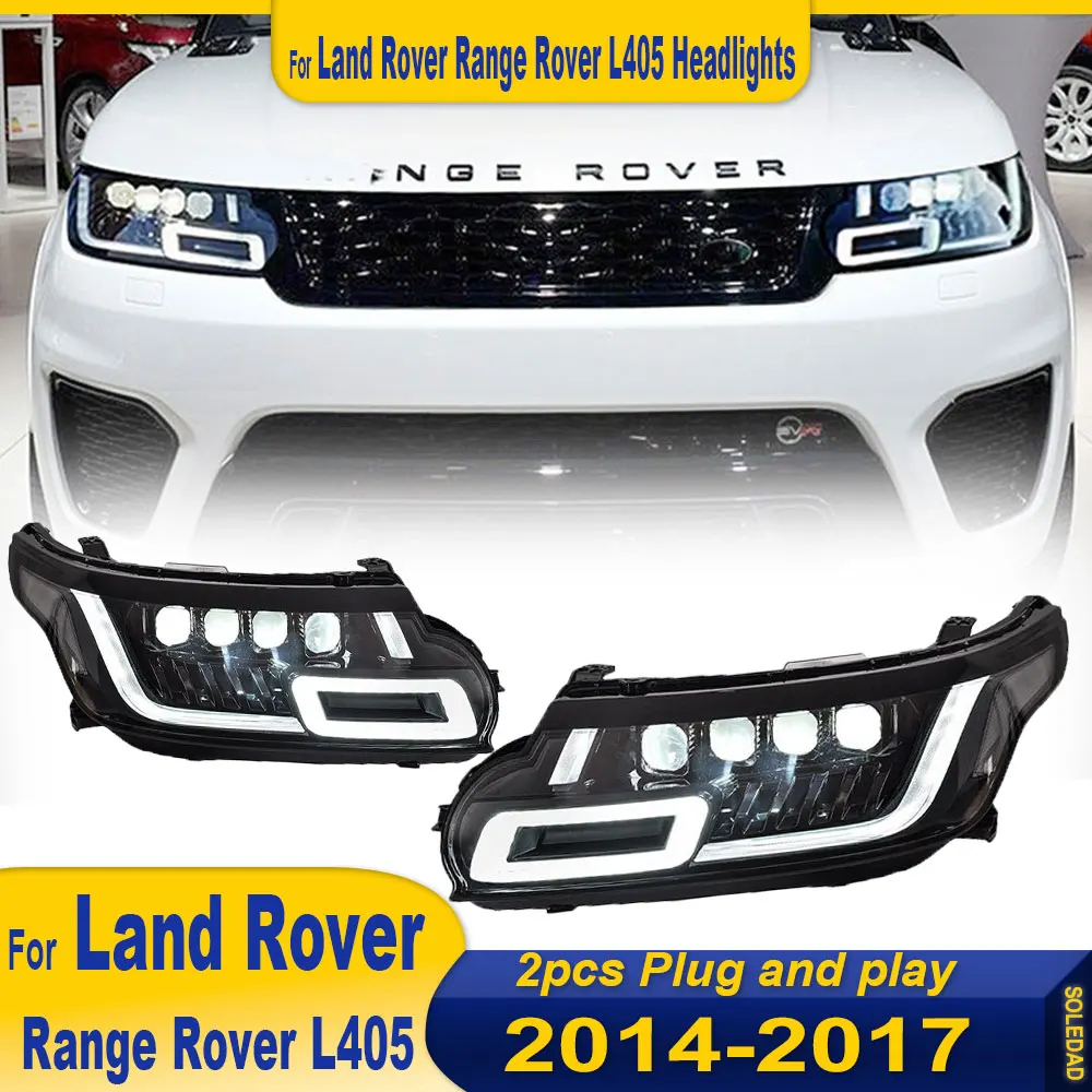 2pcs Car LED Headlights For Land Rover Range Rover Sport L494 2014 2015 2016 2017 Headlamp High Beam Light Low Beam Lamp