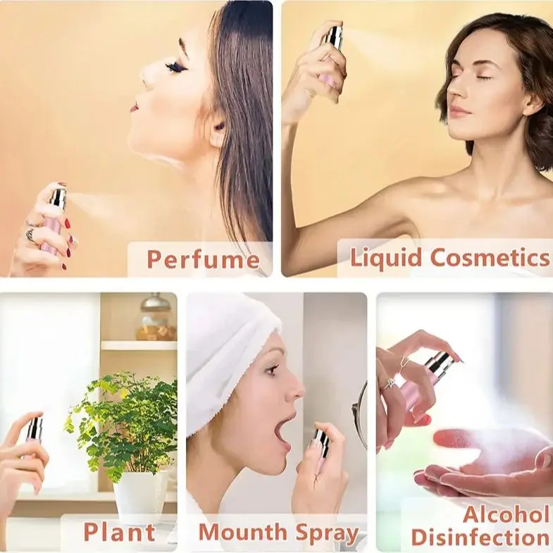 4pcs+4 Accessories 5ml Refillable Portable Mini Perfume Atomizer with 4 Spray Bottles, 2 Funnels, 2 Dispensing Shenanigans