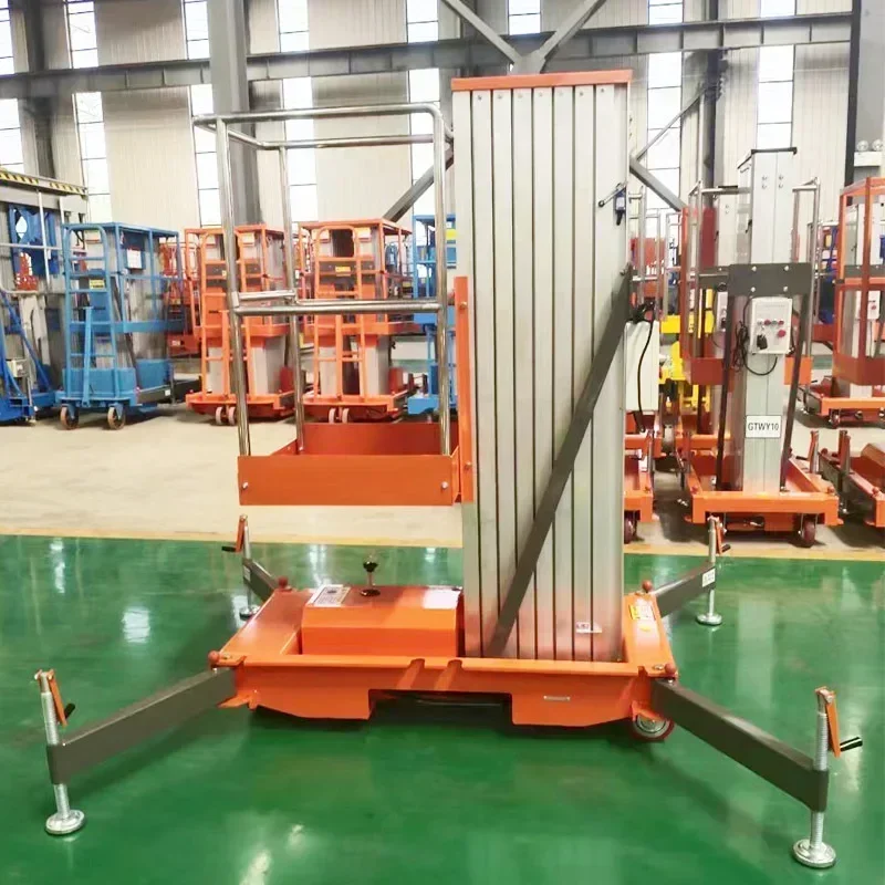 P-107 Escalera hidráulica vertical portátil de 4-24 m Aleación de aluminio 8 m 10 m 12 m 16 m Mástil Elevador eléctrico para hombre