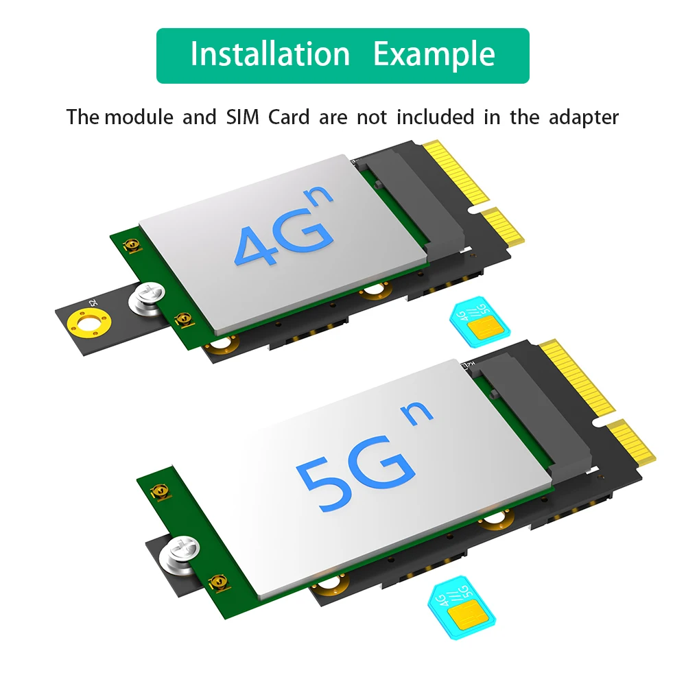 Dual NANO SIM Card Slot M.2 Key B to Mini PCI-E Adapter for 3G/4G/5G Modules