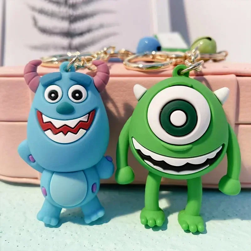 Disney Monsters, Inc. Keychain Mike Wazowski Sullivan Anime Action Figures Big-eyed Monster Creative Backpacks Pendant Key Ring