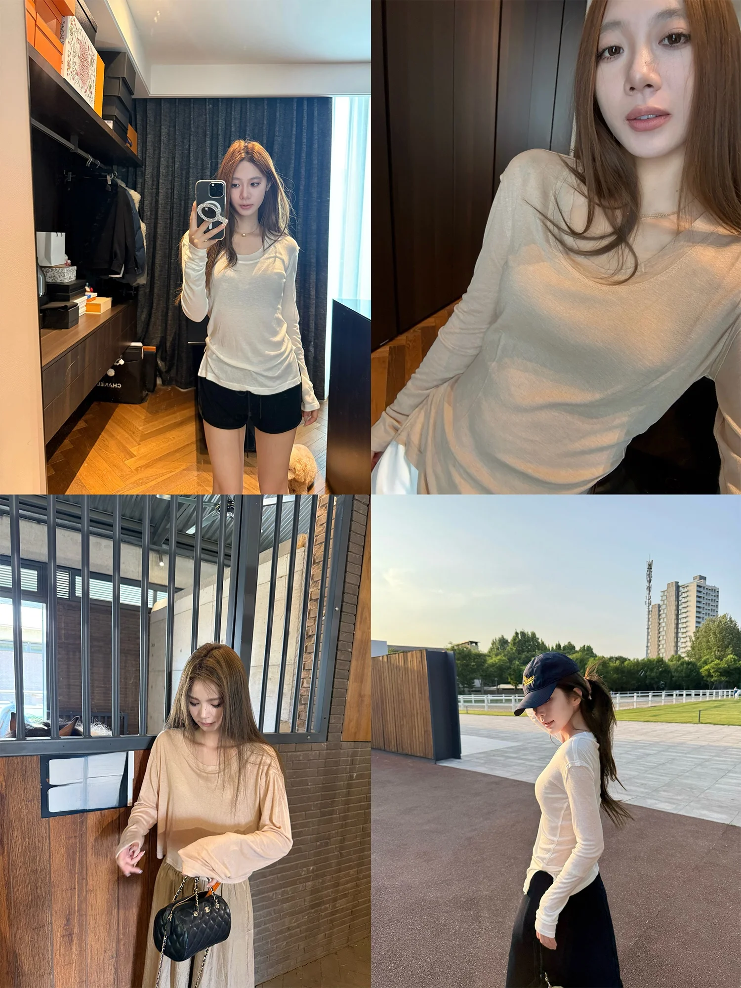 

Eewen La Mode: Прозрачная женская футболка из качественной ткани, двойная версия, с длинным рукавом, базовый слой, удобная для повседневной носки, летняя, тонкая