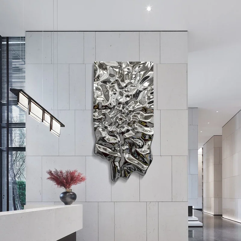 Stainless Steel Hanging Decoration Modern Art Home Decor Gradient Water Ripple Living Room Background Wall Decoration Custom