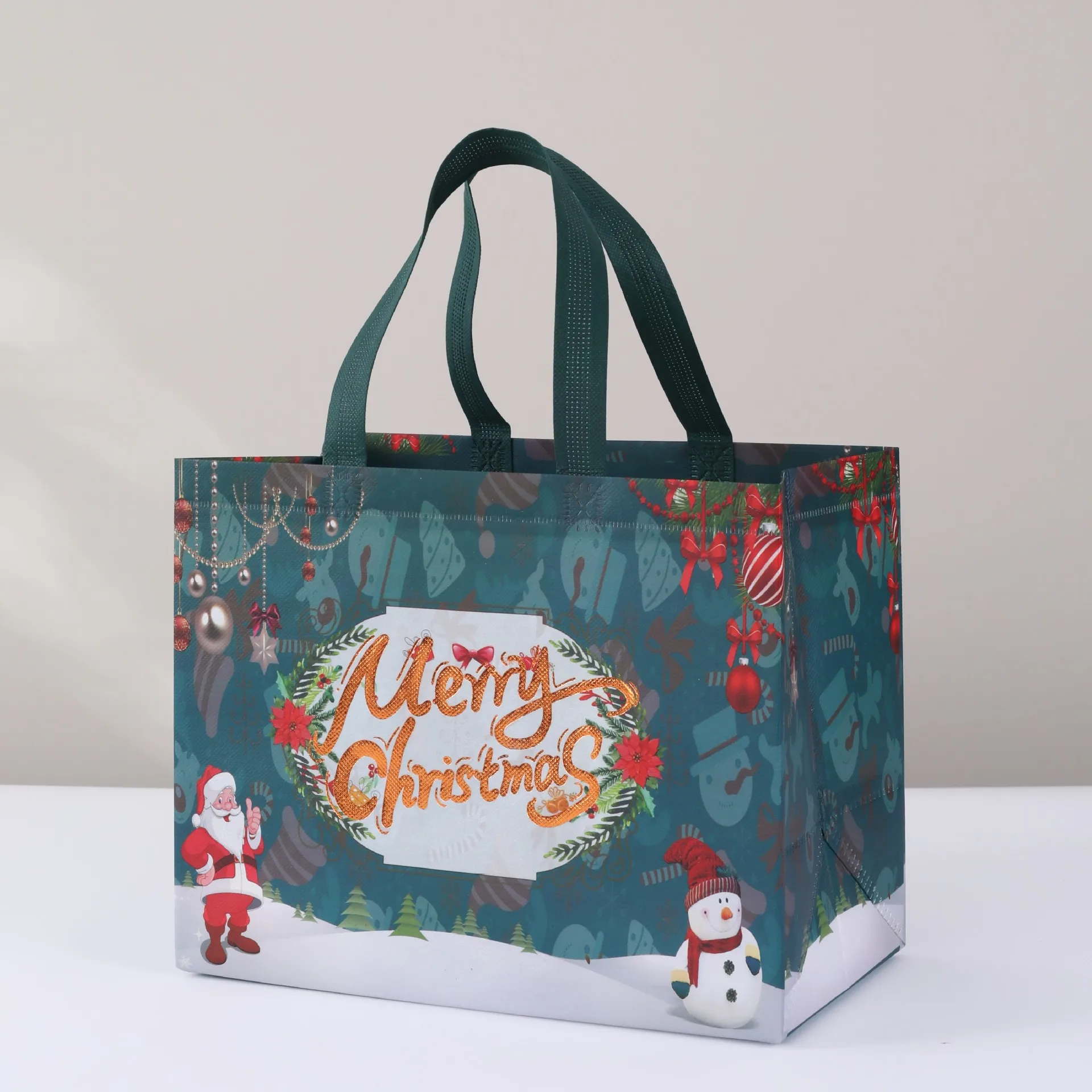 StoBag, borsa regalo di buon natale, grande Tote in tessuto Non tessuto con Design di babbo natale e pupazzo di neve, Shopping e decorazione,