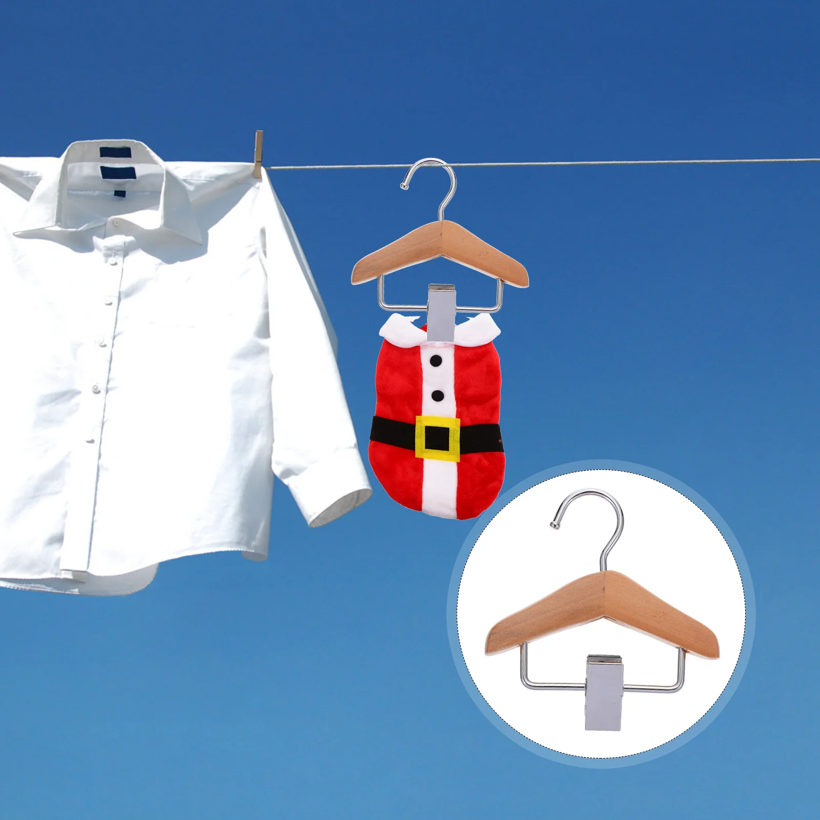

Wooden Hanger Pet Clothes Storage Rack Dog Pants Clip Puppy Apparel Pearl Clothing