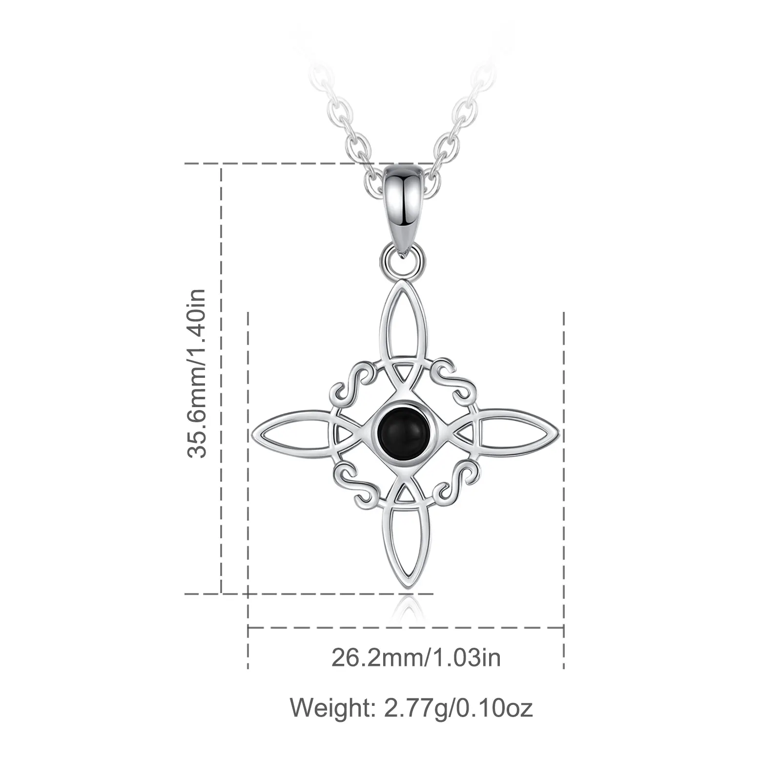 Eudora New 925 Sterling Silver Witchcraft Celtic Knot Necklace Obsidian Amulet Pendant Witch Jewelry Fine Gift for Women Men