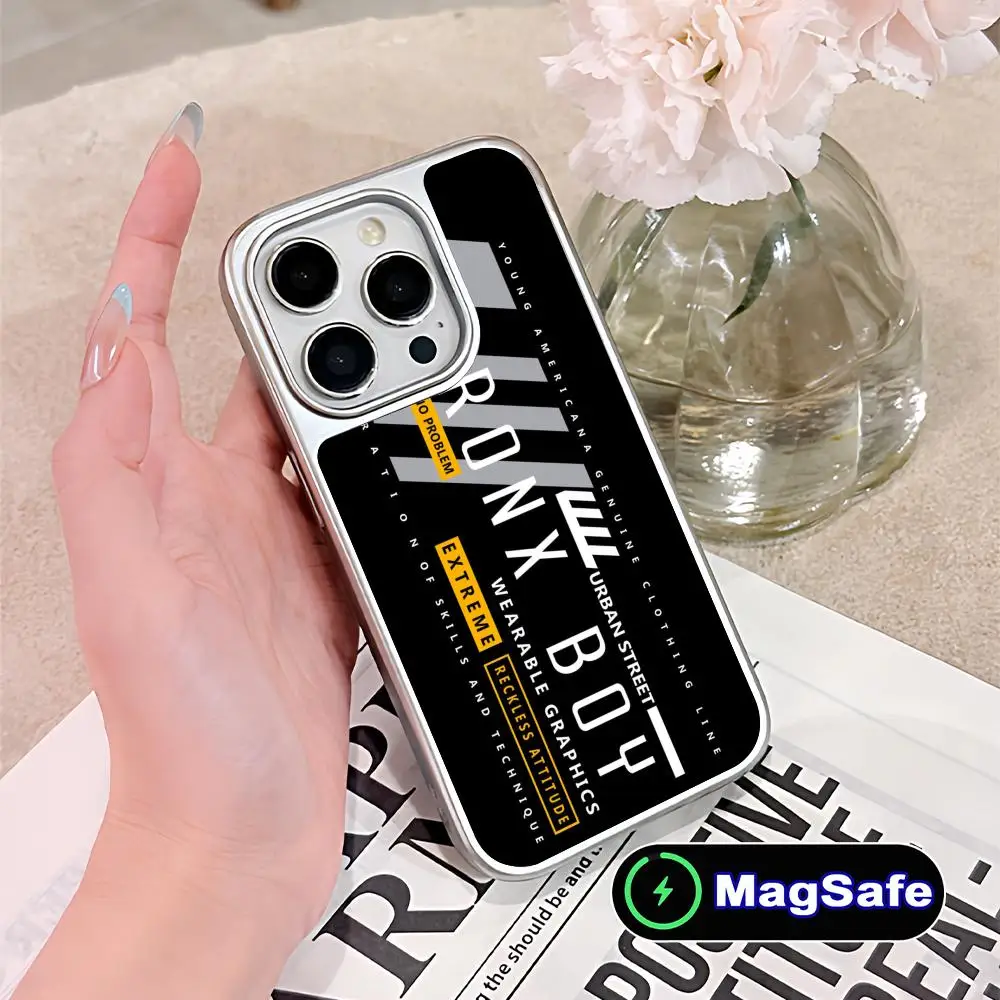 

Чехол для мобильного телефона Bronx Boy для iPhone 17 16 15 14 13 12 11 Air Pro Max Plus с MagSafe, серебристое покрытие, цветной дизайн