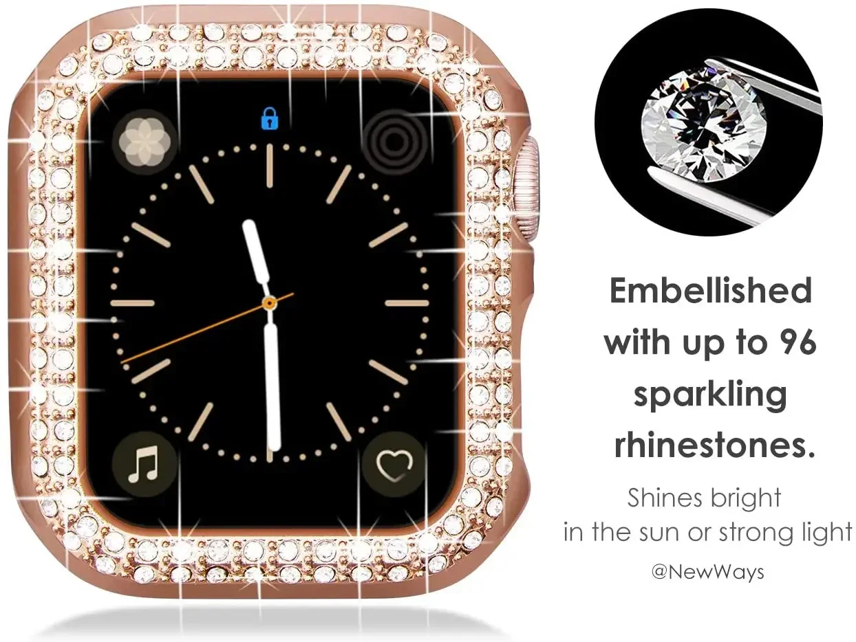 Case for Apple Watch 7 8 9 45mm 41mm 40mm 44mm 38mm 42mm Diamond Bling Bumpe Protective Cover for Iwatch Series SE 6 5 4 3 2 1