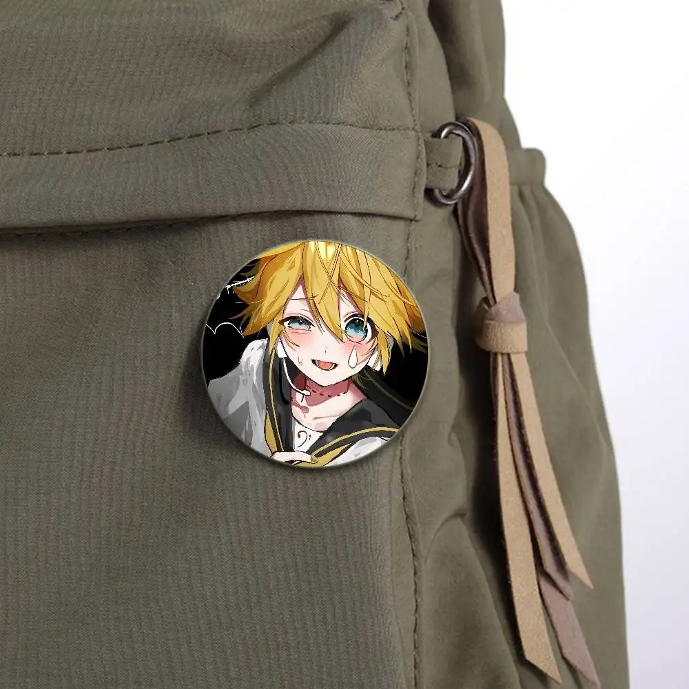 K-Kagamine-Len broches de dessin animé Badge d'anime broche ronde faite à la main épingles à revers bijoux pour sac à dos vêtements cadeaux S
