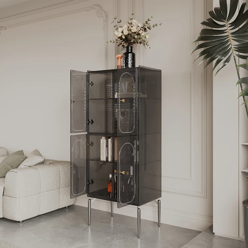 

Italian minimalist wine cabinet acrylic dining side sofa side cabinet against the wall, light luxury bookcase, storage locker