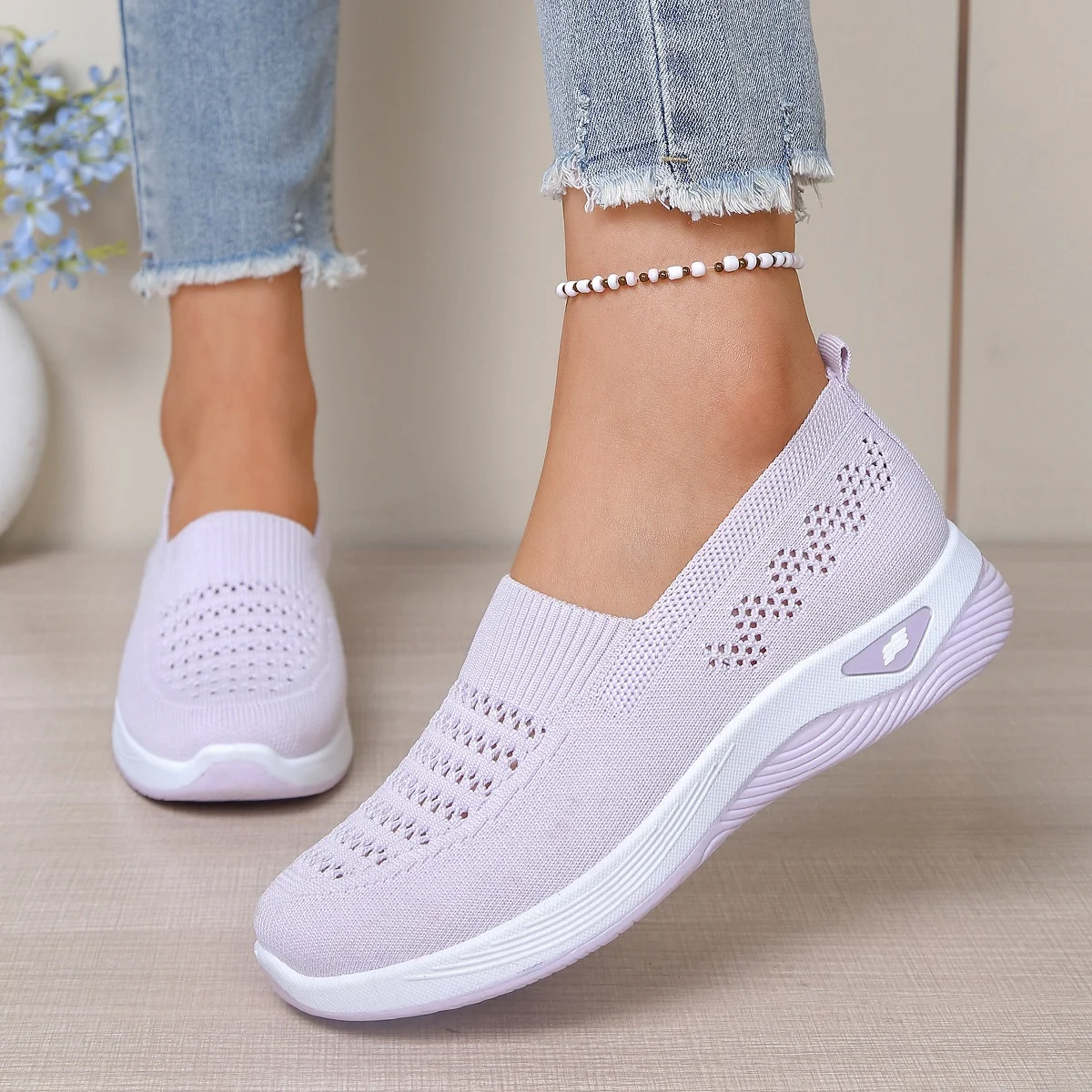 

Женские кроссовки 2026 Fly Weave: комфортные рабочие туфли с мягкой подошвой и дышащей сеткой, повседневные кеды