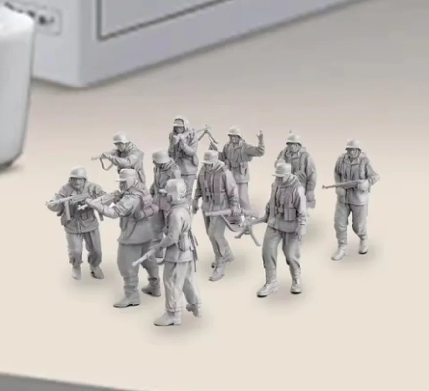 1/72 Żołnierz niemiecki z II wojny światowej Skala żywiczna Mikro Miniaturowa figurka Biały Model Model drukowany 3D Niezmontowany i niepomalowany