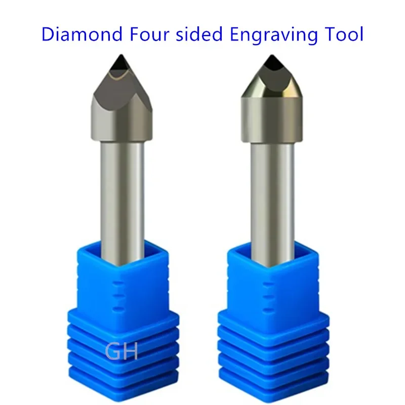 Diamond Engraving Cutter Granite Engraver Stone Tools Marble Relief Cnc Bit 4 Edge PCD Shank 6 Mm Milling Carving Tool