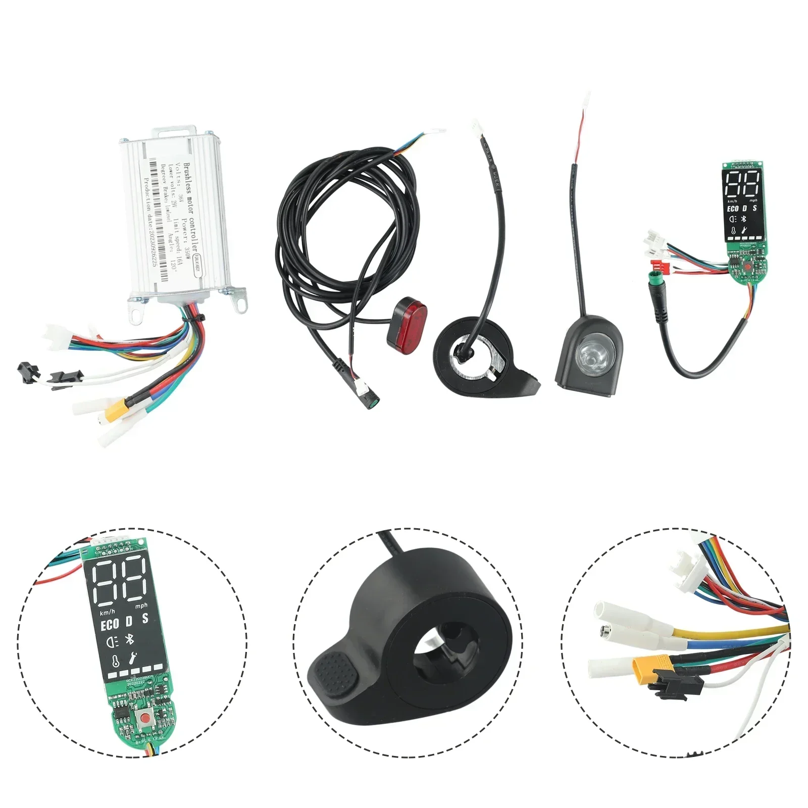 Electric Scooter Motherboard Upgrade Set 36V 15A Controller Dashboard Lights Brake Complete Replacement Parts For 350W Scooters