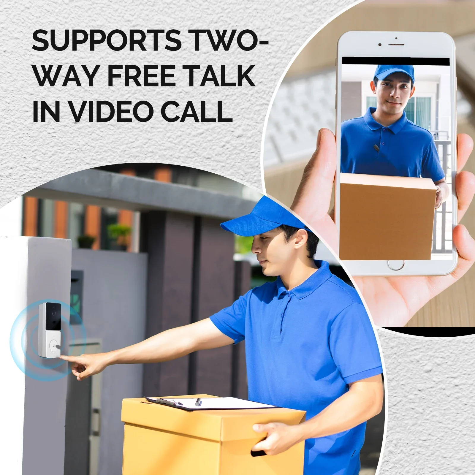 Tuya Smart WiFi Video Doorbell Camera with 2-Way Audio Intercom, Night Vision & Wireless Door Product Home Security