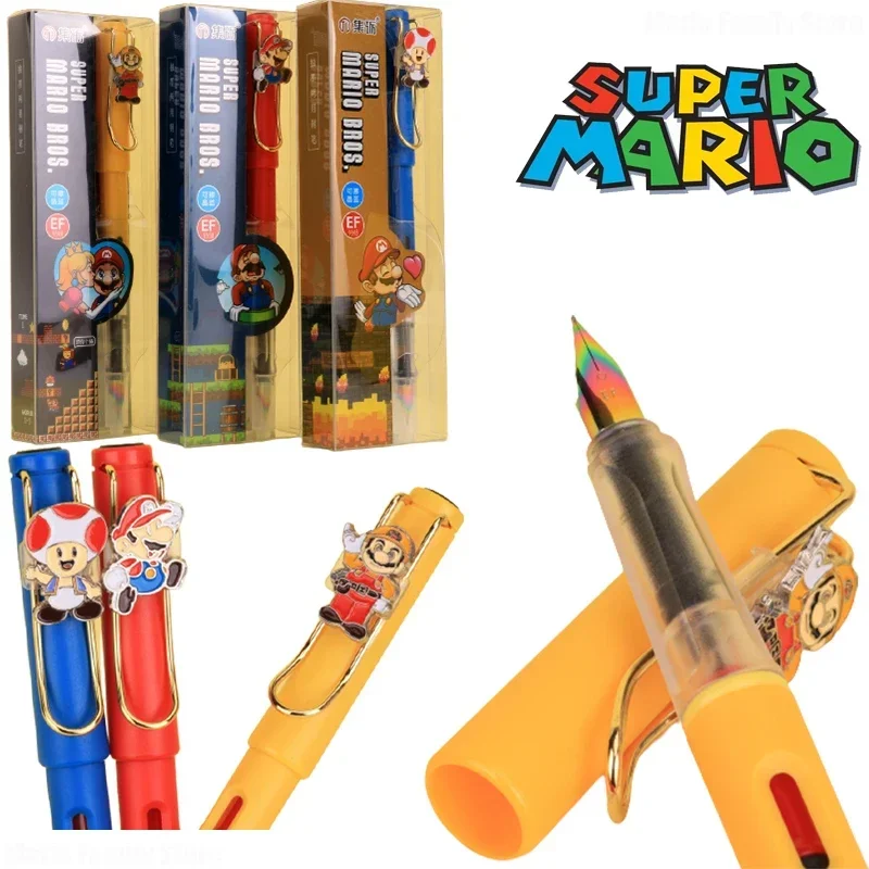 Caneta-tinteiro Super Mario Bros para crianças, canetas escolares, material de escritório, papelaria anime, presente comemorativo para amigos e crianças, 0,38mm