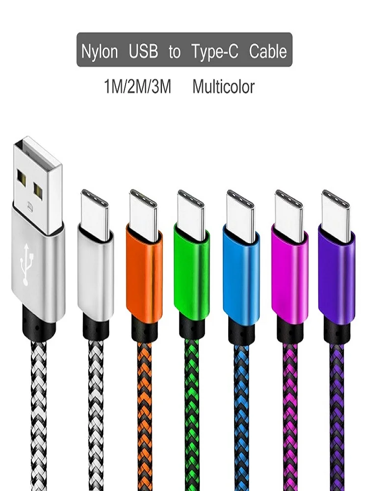 USB Typ C Kabel 2,4 A Schnelle Lade Nylon Geflochtene Draht Ladegerät Kabel Für Samsung Huawei Xiaomi Android Handy Zubehör – Detail 1