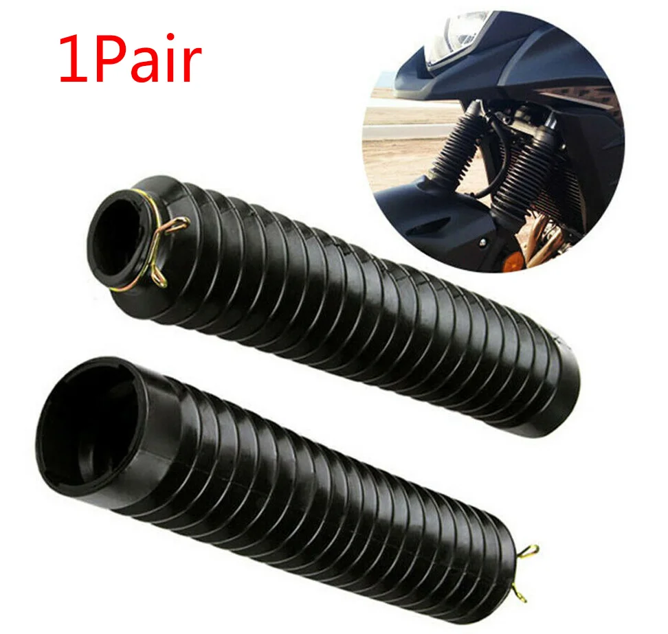 2 PCS Motorcycle Gaiters Front Fork Boots Cover Shock Absorber Protective Sleeve Black Universal Fork Boot (Gaiters) Set