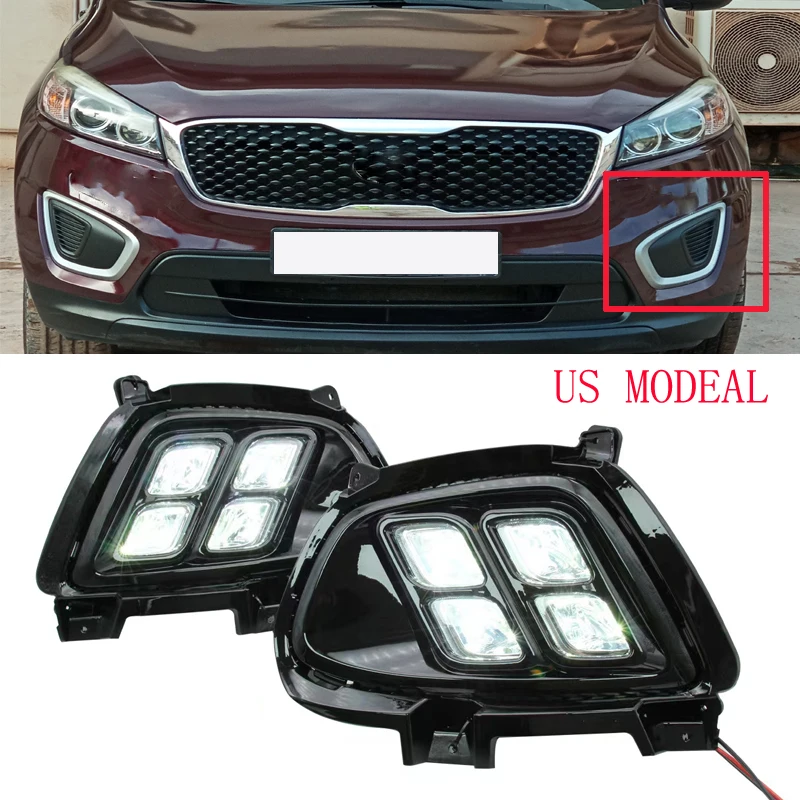 

1set For KIA Sorento 2015 2016 2017 LED DRL Daytime Running Light Daylight Waterproof 12v fog lamp car Styling