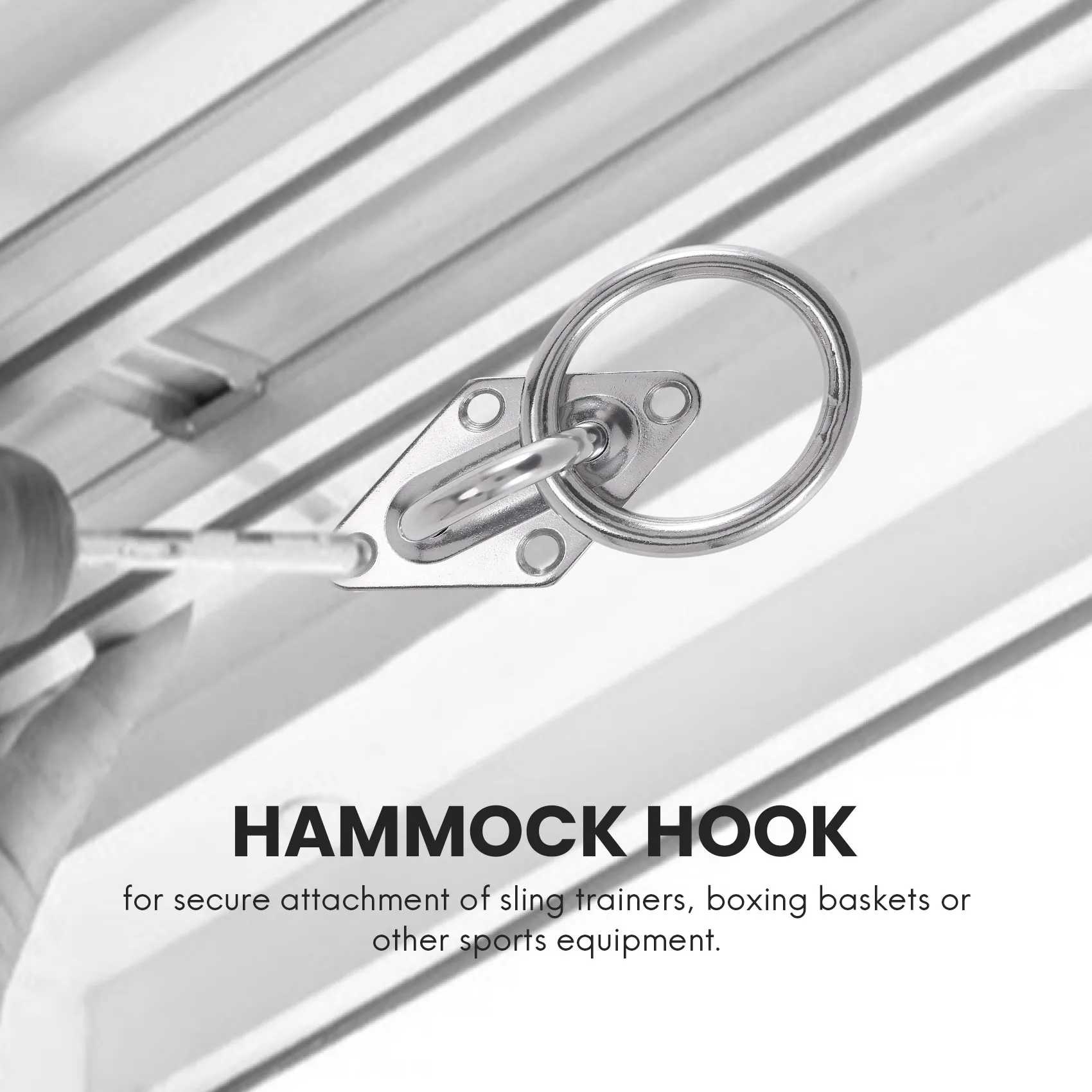 

Practical 80Mmx50Mm Mounting Hook For Wall Or Ceiling With Round Ring Stainless Steel - Bracket / Attachment For Sling Trainer,