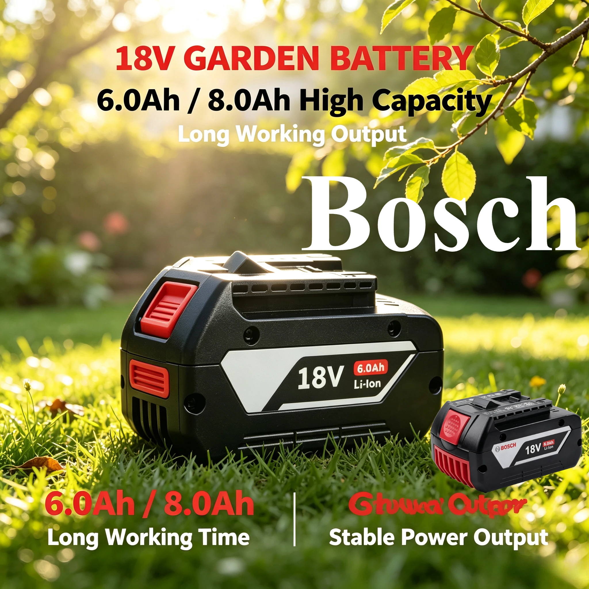

Bosch 18V 6Ah Lithium Battery GDX18V-200 BAT618 Tire Repair Wrench Backup Battery Work With All Professional Power Tools