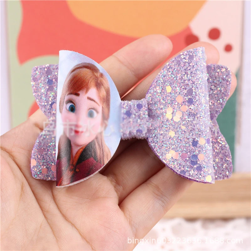 Disney Cartoon Princess Bow Hairpin Frozen Elsa Anna Anime Children\'s Hair Clip for Baby Girl\'s Headdress Kids Birthday Gifts