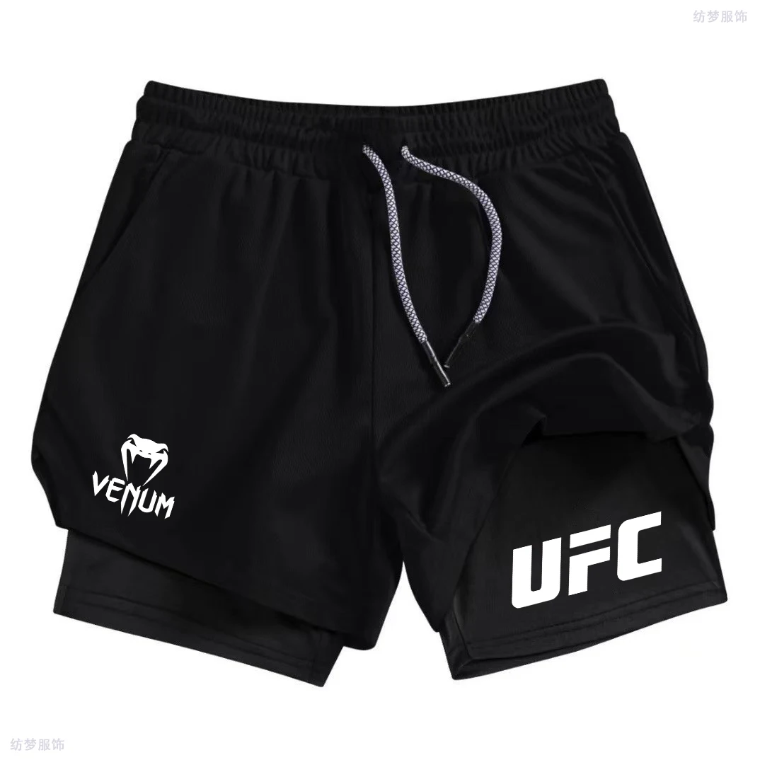 2026 Summer Running Shorts Men's Fitness Shorts Basketball Training Shorts Printed 2-in-1 Fast Drying Sports Double Layer