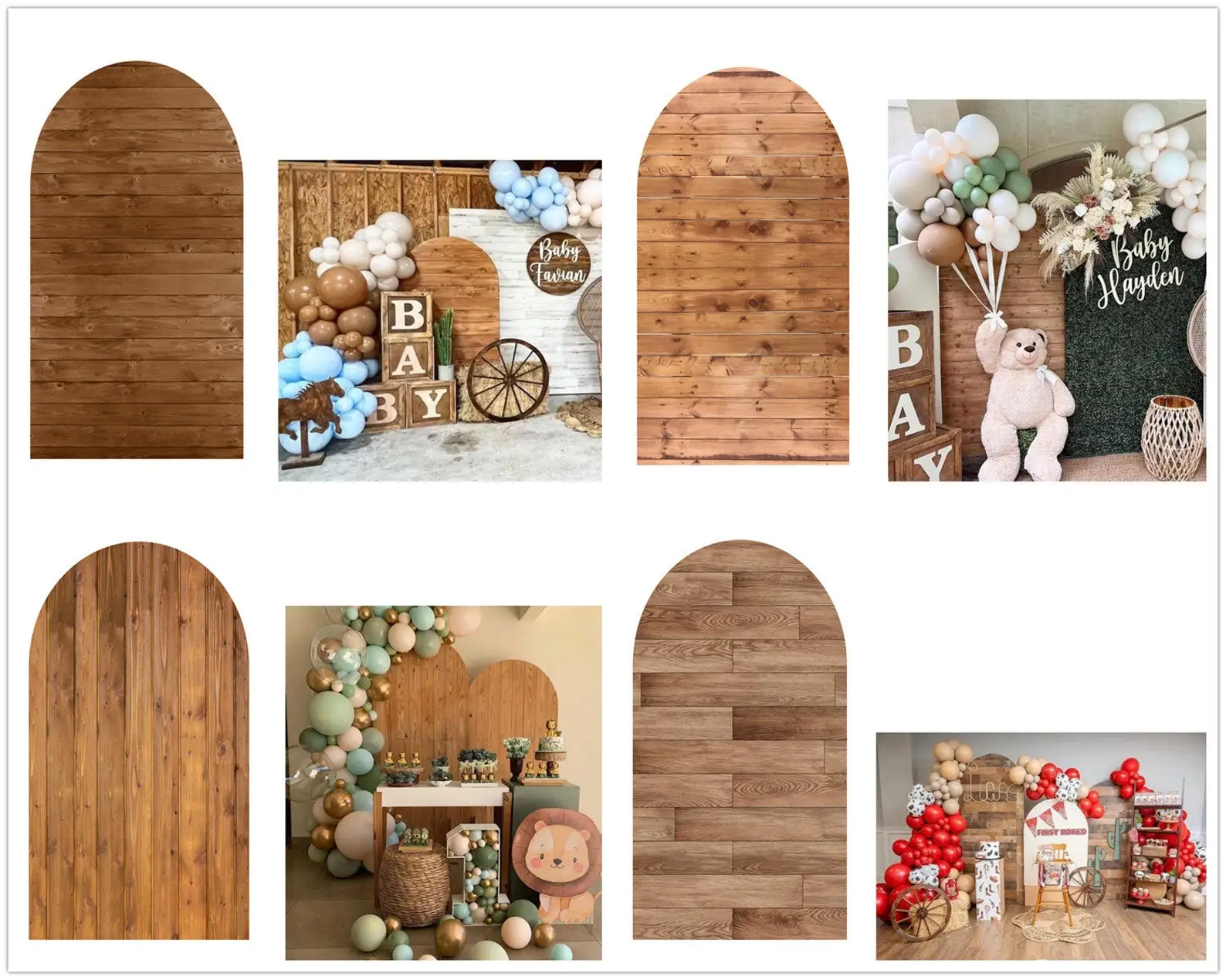

Mehofond Custom 2-Sided Wooden Jungle Safari Kids Birthday Party Baby Shower Wedding Cover Chiara Arch Background Decor Backdrop