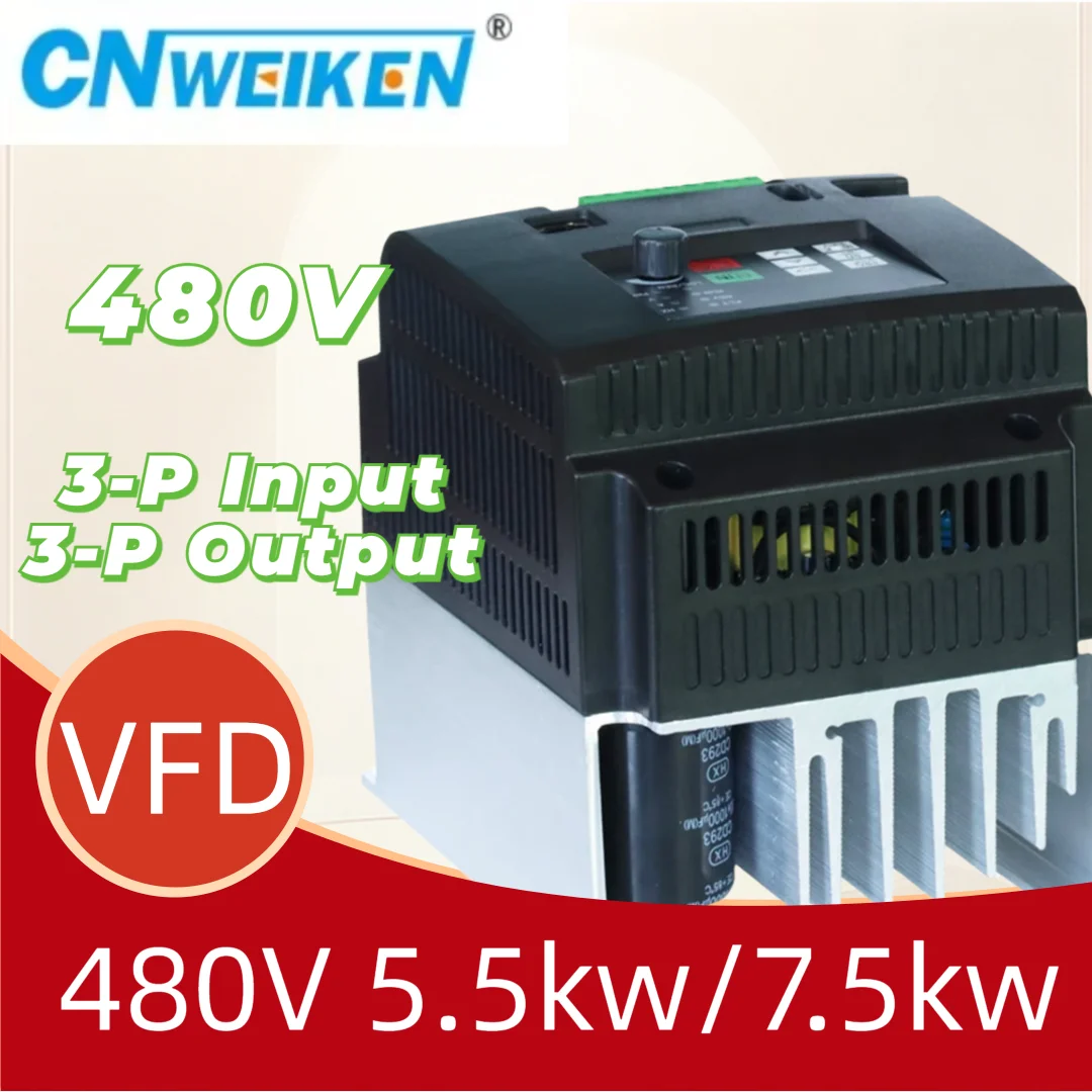 3 Phase 480V 5.5KW/7.5KW VFD Inverter 13A/16A 600Hz Variable Frequency Drive Vector Control Motor Speed Controller