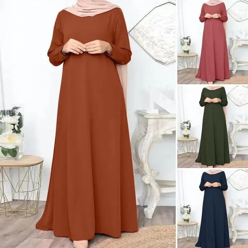 Eid Muslim Dress for Women Abaya Morocco Ramadan Abayas Kaftan Islam Solid Color Dubai Arab Modest Long Robe Vestidos Largo