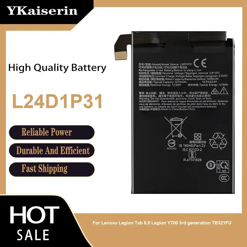 For Lenovo Legion Tab 8.8 Legion Y700 3rd Generation TB321FU Safe And Reliable Tablet Battery 3275mAh L24D1P31