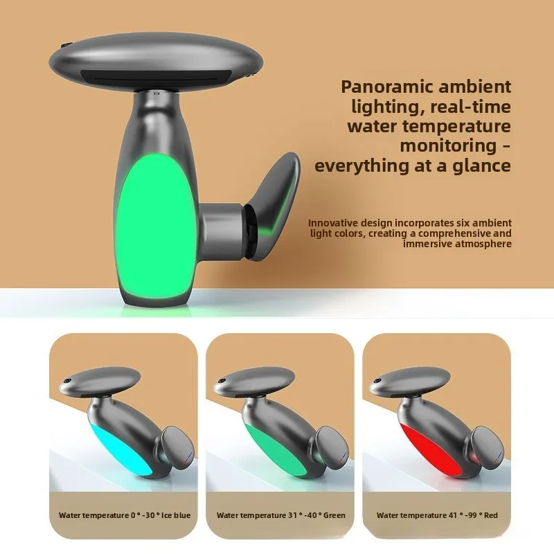 صنبور سحب مع رذاذ دوار ساخن وبارد، ضوء محيط، حوض، حوض حمام، صنبور مقاوم للرذاذ #3