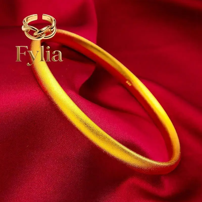 Fylia Jewelry  Fylia Jewelry   24K gold circle solid closed-mouth bracelet AU999 full gold, round and uncensored minimalist desi