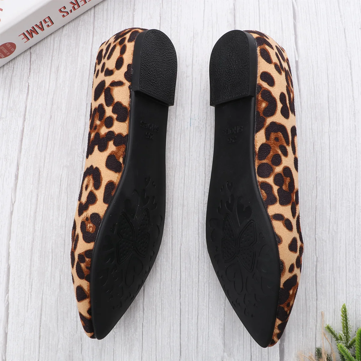 Leopard Print Shoes Women Lady Flat-heeled Block Heels for Dressy Womans Women's Pumps Slippers Ballet