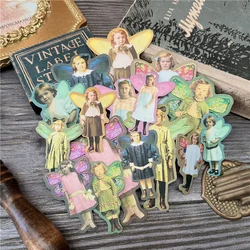 16 Pcs Tim Holtz Style Fairy Wings Lady Vintage Stickers Junk Journal Ephemera Collage Aesthetic Stickers Scrapbooking Material