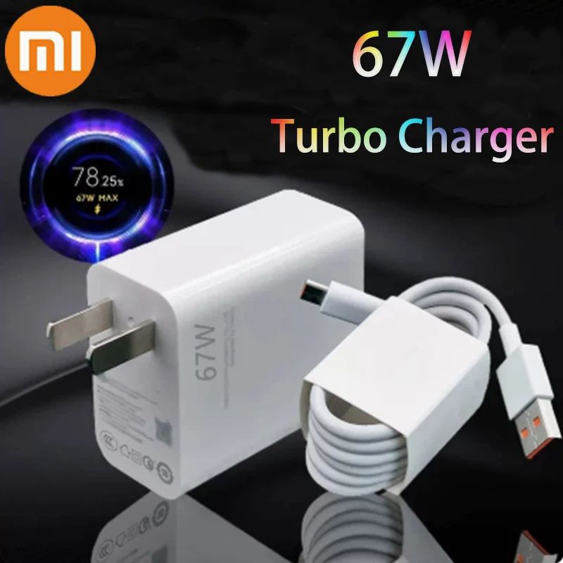 Original Xiaomi 67W Turbo Fast Charger US Plug 6A 1/1.5/2M Type C Cable For Mix Fold 3 Poco X3 GT X4 Pro X5 5G Redmi Note 13 Pro