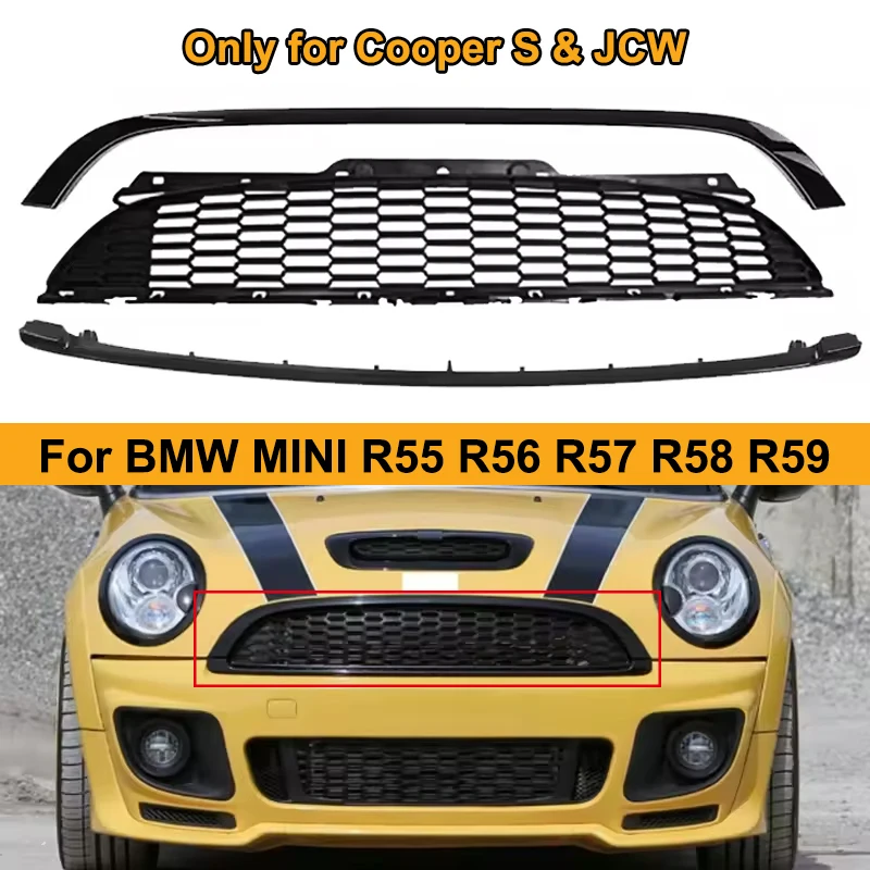 

For BMW MINI R55 R56 R57 R58 R59 (Only for Cooper S & JCW) Replacement Car Front Bumper Honeycomb Grille Trim Grille Accessories