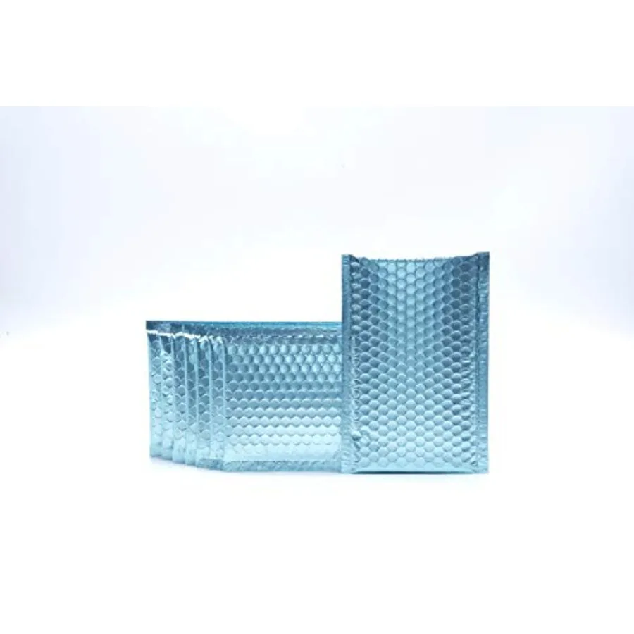 

ProLine Matte Metallic Ice Blue Bubble Padded Mailers 4x8 Inch Self Seal Padded Envelopes 10