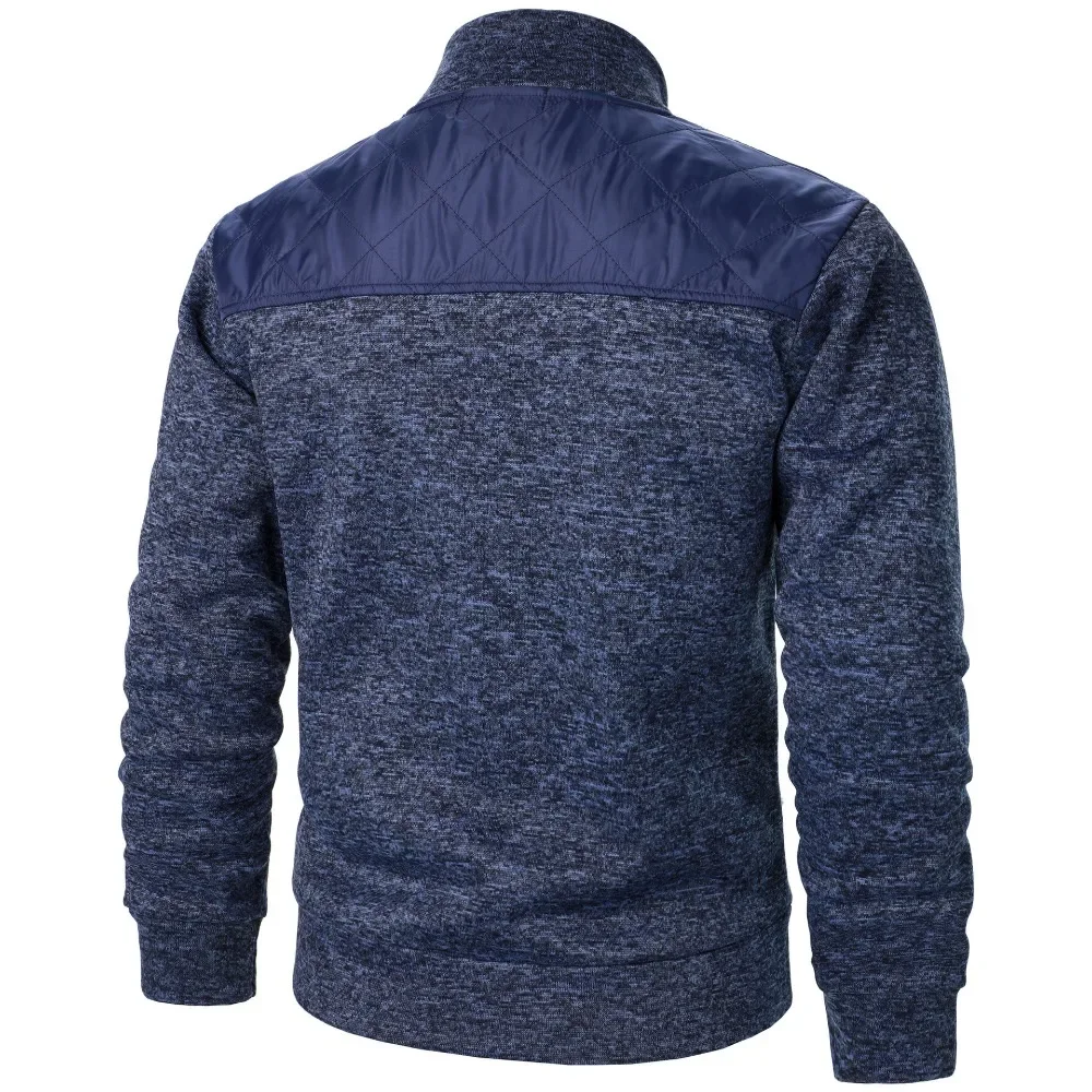 Mens Jacket Splicing Standing Collar Slim Cardigan Peplum Sweatshirt Sportswear Casual Spring and Autumn Coat Zip Top