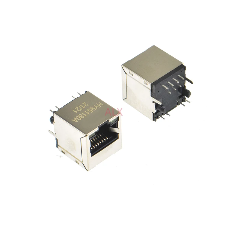 2PCS 951180A RJ45 Network Ethernet FEMALE SOCKET with light vertical straight female jack connector