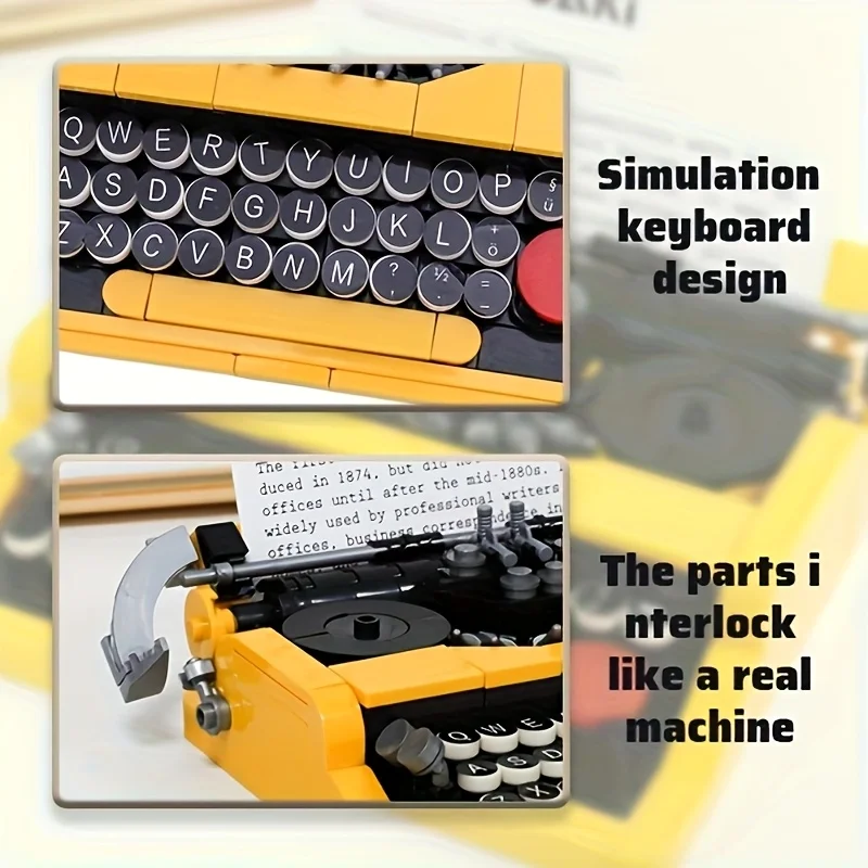 Set modello macchina da scrivere retrò - Dettagli ad alta definizione, esperienza di assemblaggio interattiva - Regalo di Halloween/Natale/Compleanno