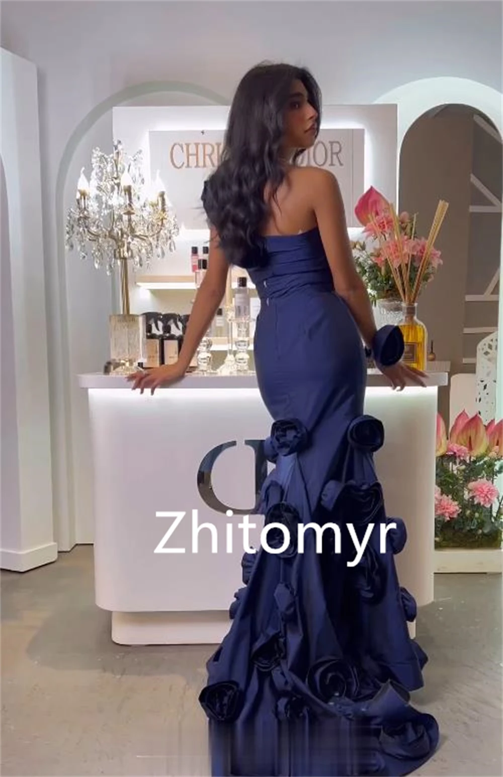 Intricate Customized One-shoulder Mermaid Quinceanera Dress Floor length Flower Charmeuse Evening فساتين سهره