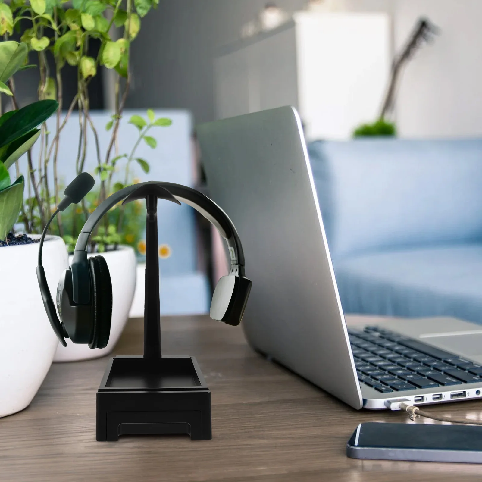 

Headset Holder Headphone Rack Desktop ganizer Black Abs Smooth Shape Wide Application Storage Box Included Stable Performance