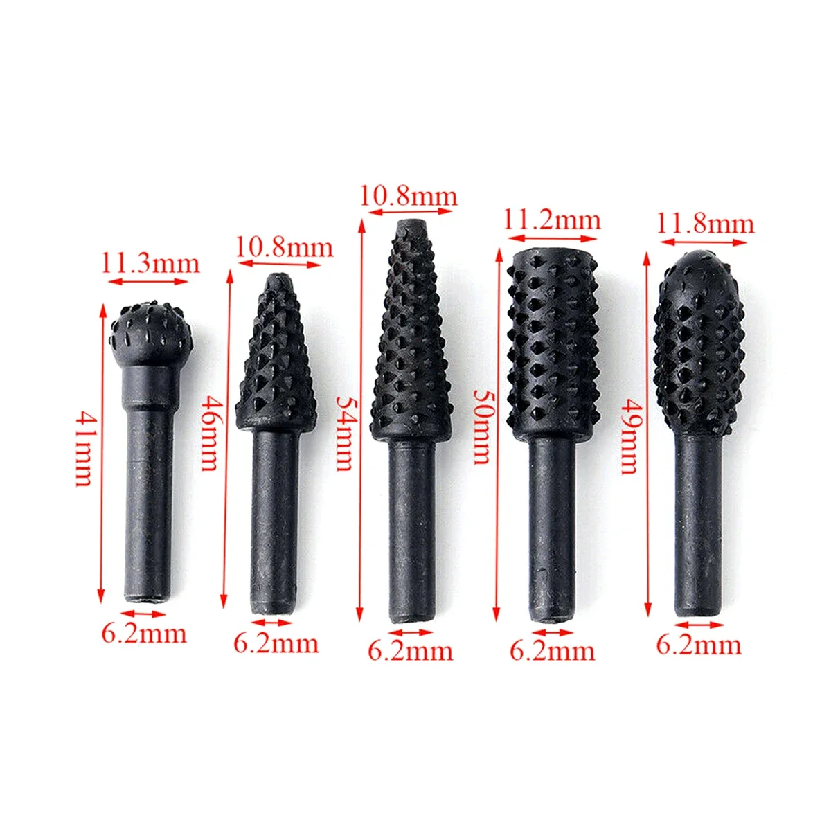 Woodworking Hand Tool 5pcs 1/4" Rotary Rasp File Woodworking Drill Bit Set Shank Rotary Craft Files Rasp Burrs Grinding Power