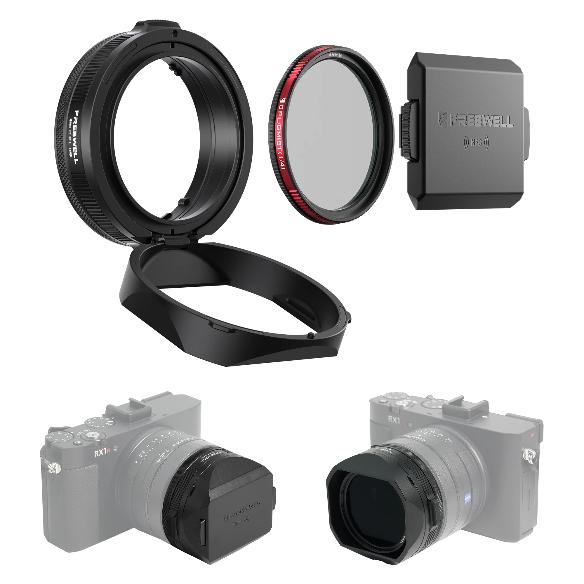 Freewell Real Lens Hood Featuring CPL/Mist Filter ＆ NFC Cap and Thumb Grip for Sony RXIR III Camera Photography Accessories